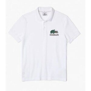 Lacoste Unisex Short Sleeve Minecraft Croc Polo White Shirt Size: 2XL NWT